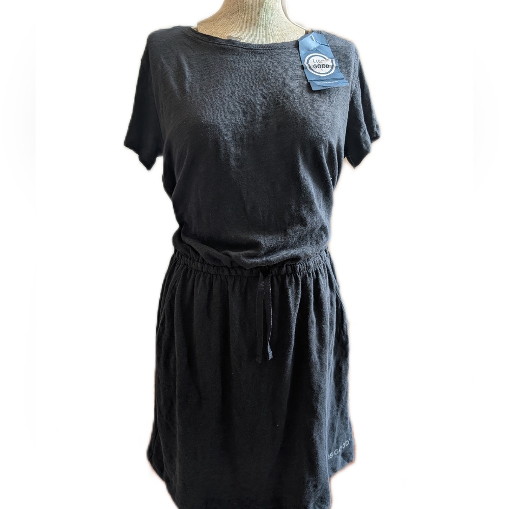 2/$25 NWT, Life Is Good Slub Dress, Pockets, Tie waist, Women's Size Small